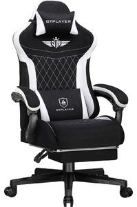 Sedia da gioco GTPLAYER, sedia da gioco ergonomica in tessuto con supporto lombare, sedia per PC con schienale allargato, portata fino a 150 kg, leggera