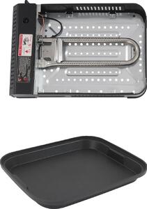 Barbecue a gas, portatile, con coperchio in vetro temperato, padella da 37 cm