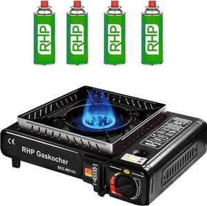 Barbecue a gas da viaggio compatto, ideale per le avventure e gli spostamenti: minimalista e leggero, con 4 piastre di cottura