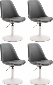 Set di 4 sedie da pranzo in Pelle finta - sedie - design moderno, seduta confortevole, colore: grigio | colore base: bianco