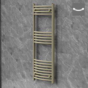 Asciugamani radiante LuxeBath Sahara, 500x1200 mm, beige. Radiatore per bagno con attacco laterale, asciugamani radiante curvo, porta asciugamani, radiatore da parete per bagno