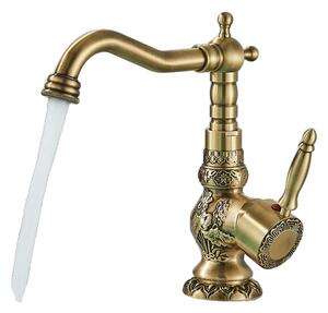 Rubinetto da cucina, finitura ottone antico, miscelatore acqua calda e fredda, verde