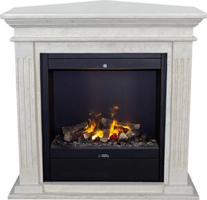 Caminetto a vapore acqueo Xaralyn - Cadiz-Corner EAL - pietra naturale bianca - riscaldamento 1500 Watt - con telecomando - caminetto elettrico Opti-Myst - caminetto da incasso incluso - caminetto decorativo - caminetto ad angolo