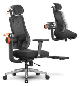 Newtral MagicH-BPro Sedia ergonomica con poggiapiedi - Sedia da scrivania con schienale alto, supporto lombare adattivo e poggiatesta a inseguimento automatico, bracciolo 4D, profondità e altezza del sedile regolabili, nero