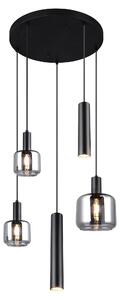 Lampada a sospensione MATARO nera-cromata 5xE27x10W in metallo, dimensioni: 150x40x40 cm, IP20, Trio