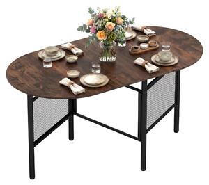 KOMFOTTEU Tavolo da pranzo ovale per 6-8 persone, tavolo pieghevole con gambe in metallo robuste e piano in legno, tavolo pieghevole salvaspazio, tavolo da cucina, tavolo per soggiorno e sala da pranzo, dimensioni 150 x 80 x 76 cm