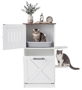 KOMFOTTEU, mobile per gatti da 115 cm, armadio per gatti con lettiera nascosta, tappetino in sisal per graffiare e piattaforme per saltare, scomparto pieghevole con porta, mobili per gatti per la casa, colore bianco, dimensioni 84 x 45 x 115 cm