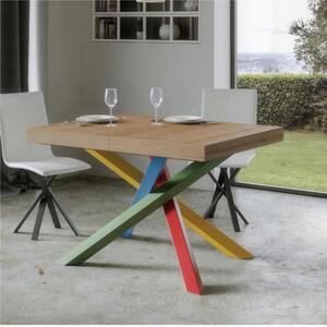 Tavolo Allungabile 160 cm fino a 4.20 mt, Piano VOLANTIS design Moderno Dimensioni 90x160xh77 cm estensibile fino a 420 cm telaio 4 colori piano in Legno di Frassino colore quercia Naturale