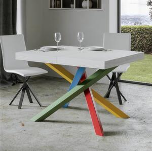 Tavolo Allungabile 160 cm fino a 4.20 mt, Piano VOLANTIS design Moderno Dimensioni 90x160xh77 cm estensibile fino a 420 cm telaio 4 colori piano in Legno di Frassino Bianco Frassino