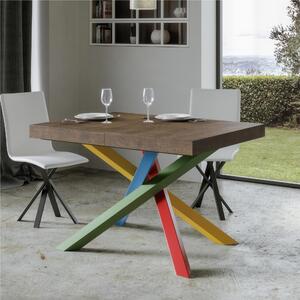 Tavolo Allungabile 160 cm fino a 4.20 mt, Piano VOLANTIS design Moderno Dimensioni 90x160xh77 cm estensibile fino a 420 cm telaio 4 colori piano in Legno di Frassino colore Noce
