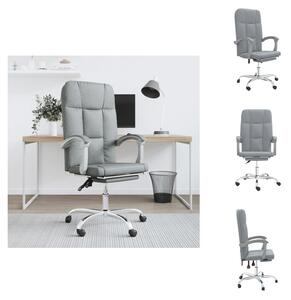 VidaXL Sedia da ufficio con funzione reclinabile in tessuto grigio chiaro - Sedie da ufficio