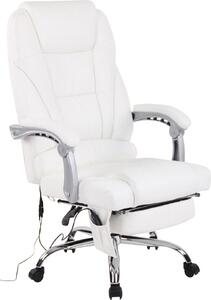 Sedia massaggiante ergonomica - sedia da ufficio - con funzione massaggio e poggiapiedi regolabile | Colore: Bianco