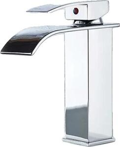 Rubinetto per lavabo, bocca a cascata, comando monocomando, cromato corto