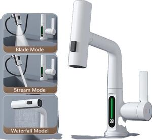 Rubinetto da cucina, stile contemporaneo, design monocomando, bianco