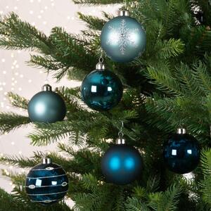 Sfera natalizia in vetro blu Ø 8 cm confezione da 6 pezzi