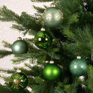 Sfera natalizia in vetro verde Ø 8 cm confezione da 6 pezzi