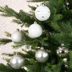 Sfera natalizia in vetro bianco Ø 8 cm confezione da 6 pezzi