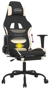 Sedia da gaming vidaXL con funzione massaggio e poggiapiedi, in tessuto nero e crema