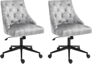 Sedia da ufficio CasaDolce PINTA, set di 2, grigio chiaro, 54x63x87,5-95 cm, girevole e regolabile in altezza, imbottita, ruote in PU, carico massimo 120 kg