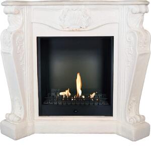 Caminetto etanolo Xaralyn - Louis BCL-W - pietra naturale bianca - riscaldamento 3 kW - caminetto da incasso incluso - caminetto decorativo