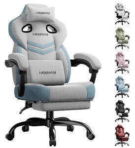 LUCKRACER sedia da gioco, sedia da ufficio con braccioli collegati, cuscino in memory foam, angolo di inclinazione di 90-155° e poggiapiedi, tessuto funzionale e resistente