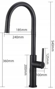 Rubinetto da cucina, 54Cm, oro, 360°, bocca girevole, Pedro