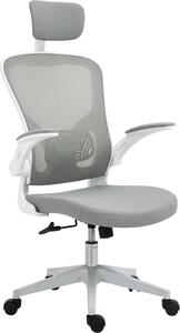 Vinsetto sedia da ufficio sedia ergonomica da scrivania con funzione di dondolo schienale alto supporto lombare poggiatesta braccio ribaltabile casa ufficio grigio 65 x 64 x 114-122 cm
