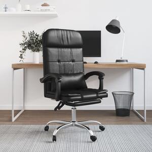 The Living Store Sedia da ufficio con funzione massaggio in ecopelle nera
