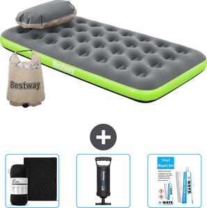 Materasso gonfiabile Bestway - 1 persona - 99 x 188 x 22 cm - grigio/verde - accessori inclusi