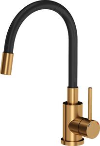 QUADRON MAGGIE Rubinetto miscelatore da cucina SteelQ 360°, colore: nero, altezza: 38 cm Funzione QFix, rubinetto da cucina rotante in acciaio inox