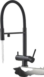 Miscelatore da cucina, bocca estraibile a 360°, miscelatore acqua calda/fredda, nero