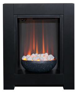 Set caminetto Adam Monet in colore nero con camino elettrico, dimensioni 73 cm x 60 cm x 20 cm, fiamma LED, potenza termica 1–2 kW