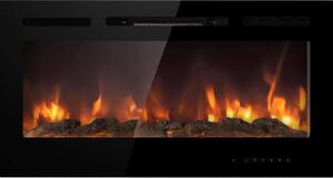 Dmora Camino Elettrico Potoprens 101.6x14x54.6h cm Nero, Potenza 750/1500 w Superficie Riscaldabile 30 m2 Italy