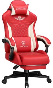 GTPLAYER Sedia da gioco, Sedia ergonomica per giocatori in Finto cuoio con supporto lombare, Sedia per PC con schienale allargato, Portata fino a 150 kg, Rosso