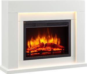 Camino elettrico BALDERIA Elektra – Effetto fiamma 3D, illuminazione a LED, potenza termica 1–2 kW, telecomando - Bianco