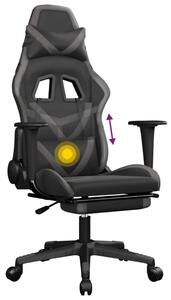 Sedia da gaming vidaXL con funzione massaggio e poggiapiedi, in Pelle finta nera e grigia