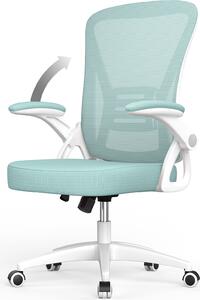 Sedia da ufficio - Seduta ergonomica - Sedia con braccioli ribaltabili a 90° - Supporto lombare - Altezza regolabile - Verde