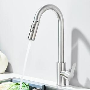 Rubinetto da cucina - Rubinetto estraibile - Orientabile a 360° - 2 tipi di getto (getto diretto/doccia) - Acqua calda e fredda - Cartuccia in Vetroceramica - Acciaio inossidabile - Viola