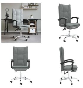 VidaXL Sedia da ufficio con funzione reclinabile in tessuto grigio scuro - Sedia da ufficio con funzione reclinabile - Sedie da ufficio con funzione reclinabile - Sedia da ufficio con funzione relax - Sedia da scrivania