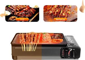 Barbecue a gas, compatibilità con il doppio combustibile, fiamma regolabile, borsa portatile inclusa, design leggero, materiali di alta qualità