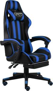 The Living Store Sedia da gioco con poggiapiedi in ecopelle nera e blu