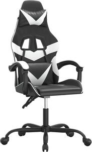 Sedia da Gaming Girevole Nero e Bianco in Pelle finta