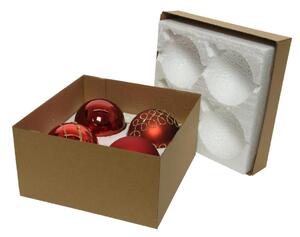 Sfera natalizia in vetro rosso Ø 10 cm confezione da 4 pezzi