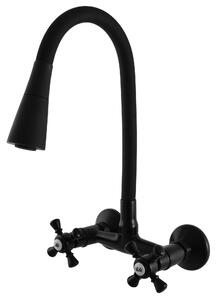 Slezák-RAV Slezák Rav Morava MK302/13CMAT Miscelatore per lavello con braccio flessibile con doccia Colore: nero opaco, Dimensioni: 150 mm
