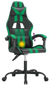Sedia da Gaming Girevole Nera e Verde in Pelle finta