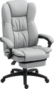 Sedia da ufficio Fortuna Lai con funzione massaggio, sedia da scrivania ergonomica con funzione reclinabile, poltrona da ufficio regolabile in altezza con funzione girevole, poggiapiedi, telecomando, Pelle finta, grigio chiaro