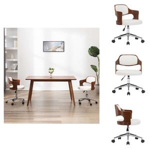 VidaXL Sedia da ufficio girevole in legno curvato bianco e Pelle finta - Sedie da ufficio