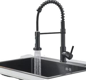 Rubinetto da cucina, doccetta estraibile, montaggio a parete, nero opaco C