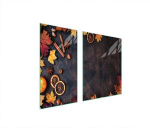 Piastre copri fornello 2 pezzi 90x52 Vetroceramica copri piano cottura tagliere in vetro foglie d'autunno