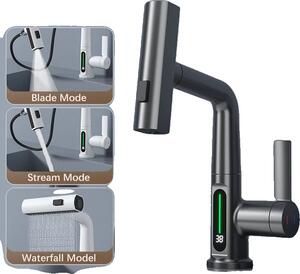 Rubinetto da cucina, stile contemporaneo, design monocomando, grigio canna di fucile
